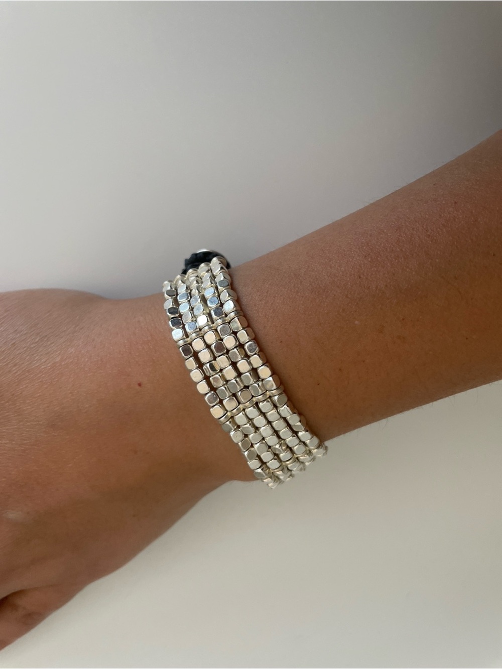 Silver Multi-Row Stretch Beaded Bracelet - Women Jewelry